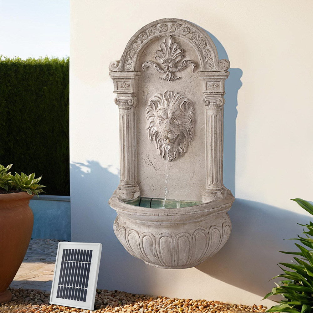 Gardeon Solar Fountain Water Feature Wall Mount Garden Fountains 77CM Beige