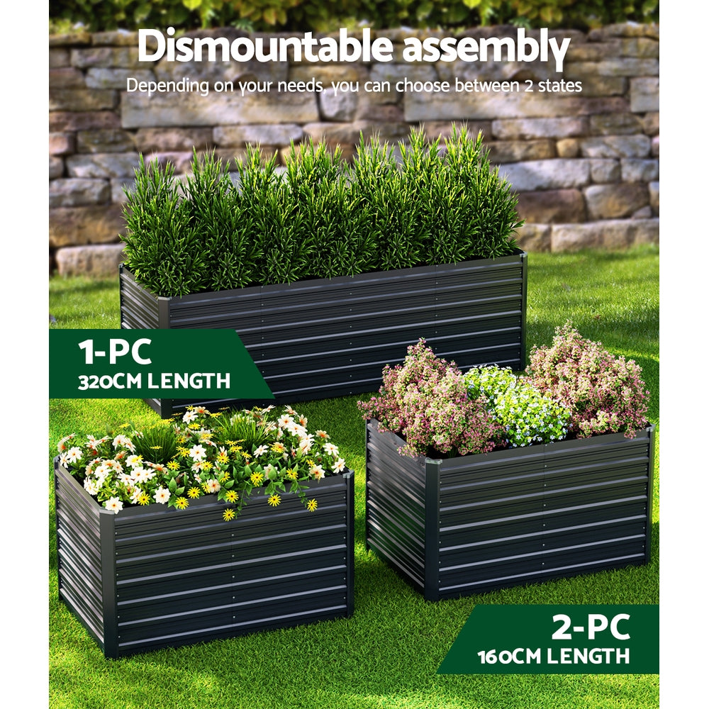 Green Fingers Garden Bed 320x80x77cm Planter Box Raised Container Galvanised Herb