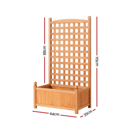 Green Fingers 2X Garden Bed Wooden 64x35x115cm Planter Raised Box Container Trellis