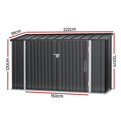 Giantz Garden Shed 2.22x0.91M Bike Sheds Outdoor Storage Tool Workshop House Shelter Double Door
