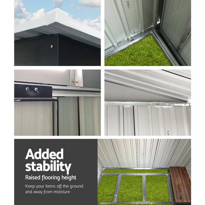 Giantz Garden Shed 1.94x1.21M w/Metal Base Sheds Outdoor Storage Tool Steel House Sliding Door