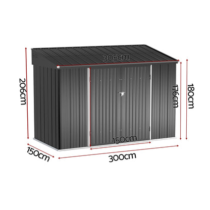Giantz Garden Shed Galvanised Steel 3.05x1.5M Outdoor Storage Shed Workshop House Shelter