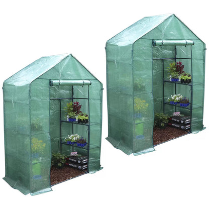 Walk-in Greenhouse 2 Tier Twin Pack, 195 x 143 x 73 cm
