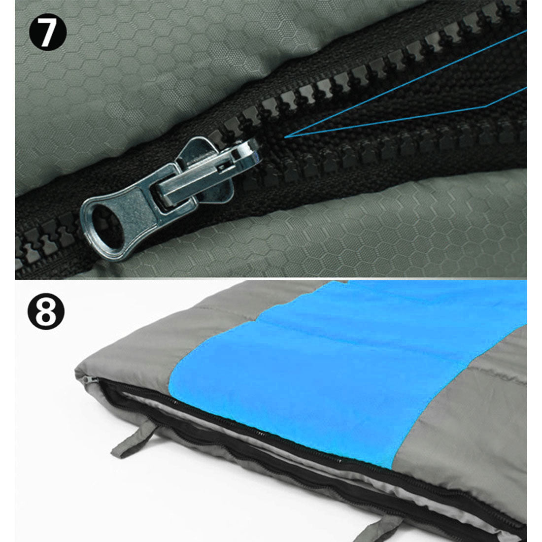 Outdoor Camping Envelope Sleeping Bag Thermal Tent Hiking Winter Single -15C - blue